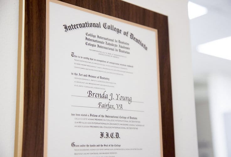 International College of Dentists certificate